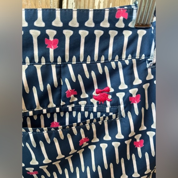 Birdies And Bows Golf Shorts Navy Tees & Bows Size 14 Inseam 6” - Picture 5 of 8
